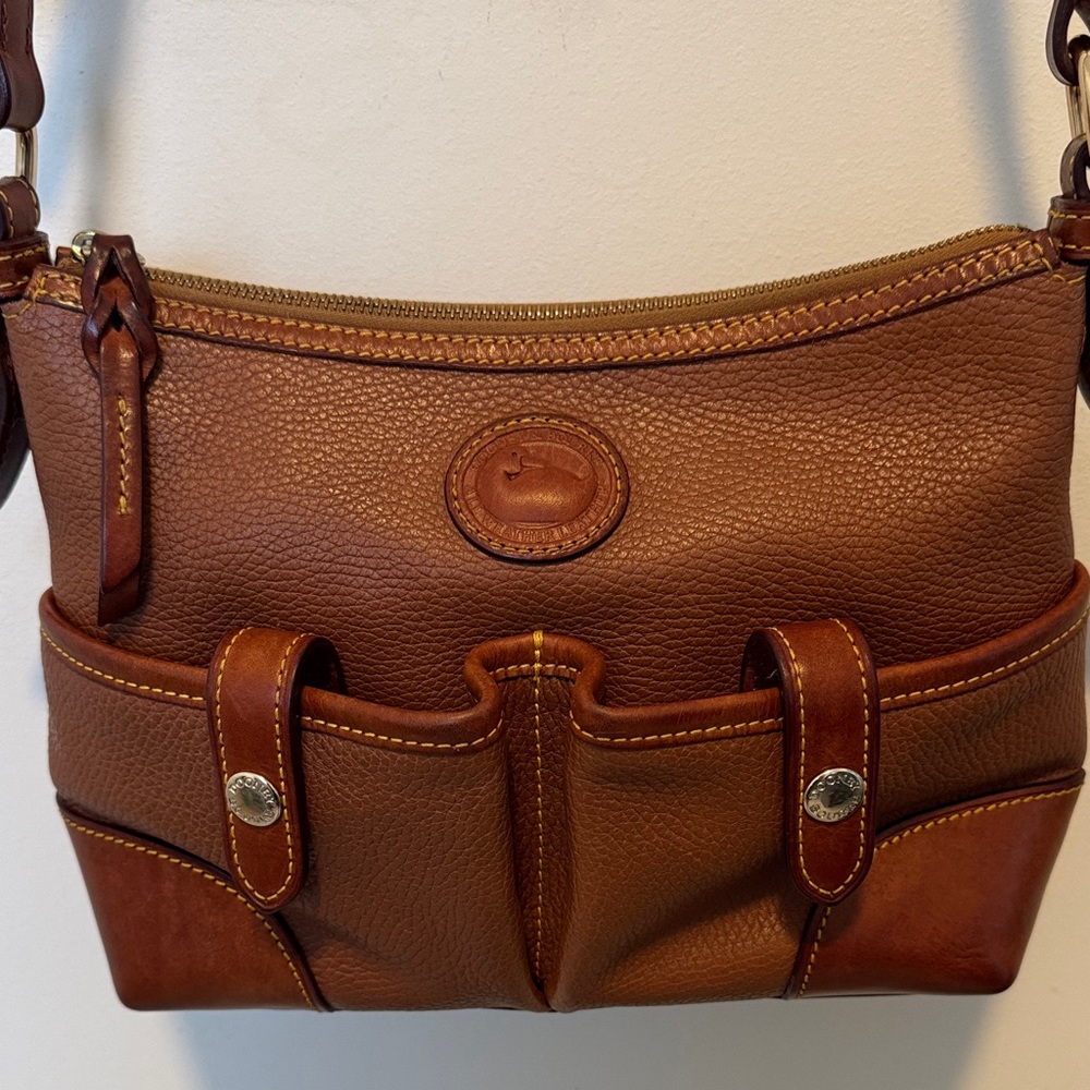 Vintage Dooney & Bourke Pebble Leather Satchel Shoulder Bag with Pockets - Picture 4 of 16